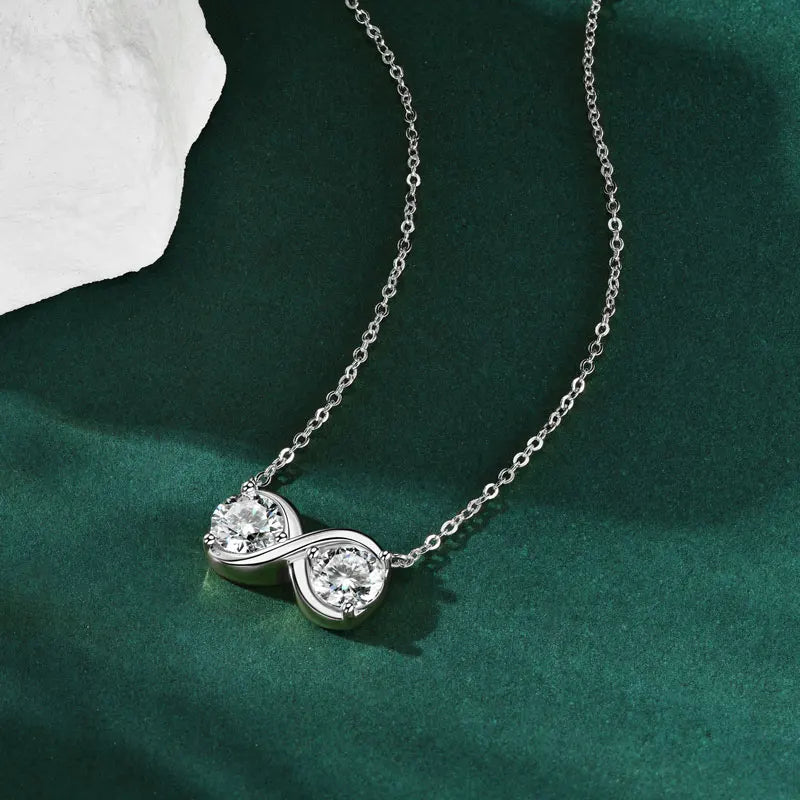 Directly Sale Niche Trendy Pass Diamond Tester 2 Carat Moissanite 925 Sterling Silver Infinity Jewelry Pendant Necklace