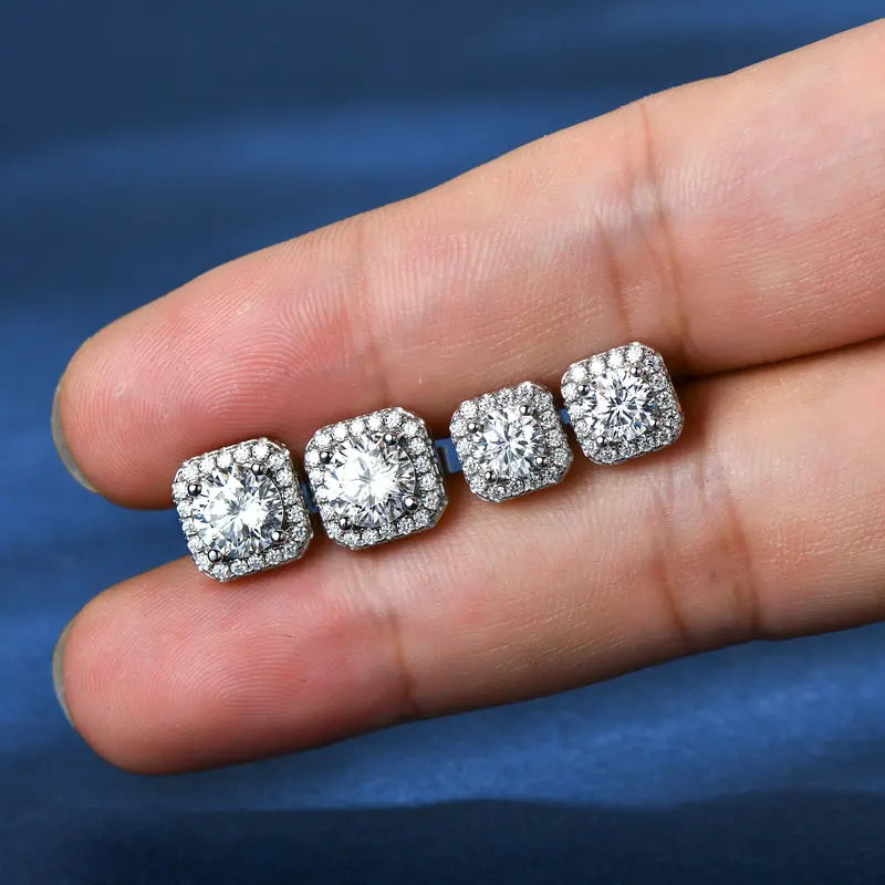 Latest Style New Designed Round Cut 0.5ct Moissanite 925 Sterling Silver Stud Earring for Lady