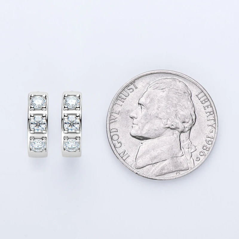 Sparkling Jewelry D Color Black 3.0mm 0.1ct Moissanite Diamond 925 Sterling Silver Huggie Hoops Stud Earrings for Men