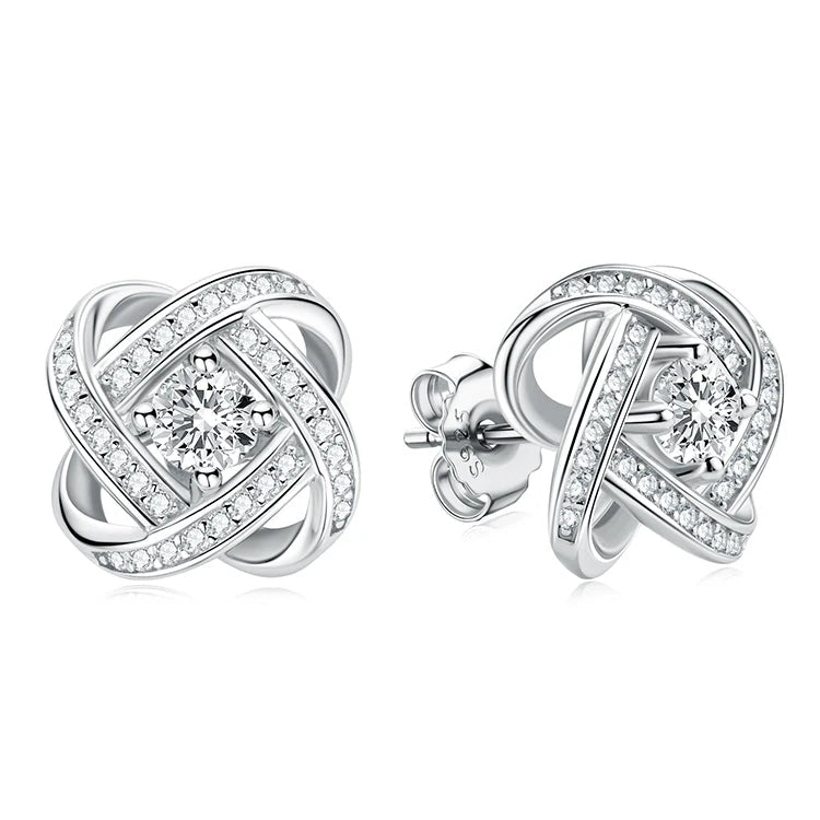 Wholesale Fashionable Factory 4mm 0.3ct Moissanite 925 Sterling Silver Women's Spiral Twist Stud Earrings
