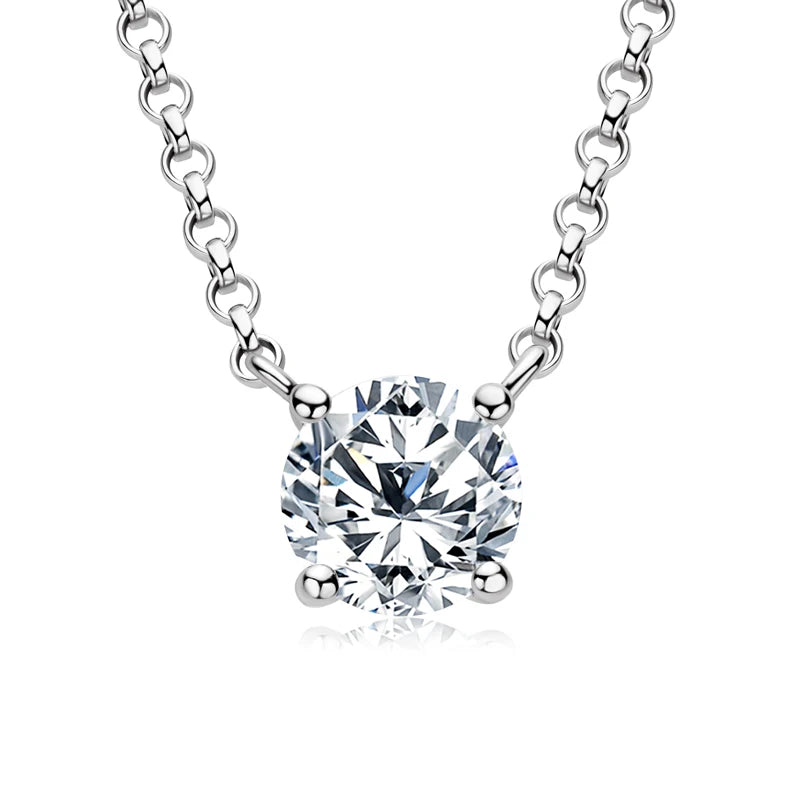 Original 925 Silver Chains Solitaire Drop Necklaces Bridal Fine Jewelry 1CT 2CT 3CT Moissanite Pendant Necklace for Women