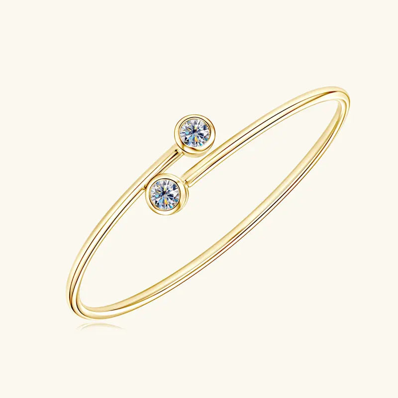 Hot Selling 925 Sterling Silver Trendy Open Flexi Fashion Round Shape Bracelet 5mm (0.5ct) Moissanite Adjustable Parties Gifts
