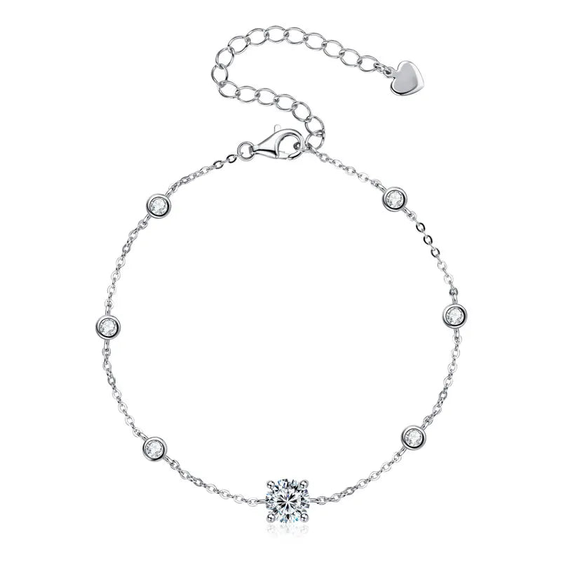 Original Charms 6.5mm&2.5mm D Color VVS1 Full Moissanite 925 Sterling Silver Chain Bracelets for Women with Gra Certificate