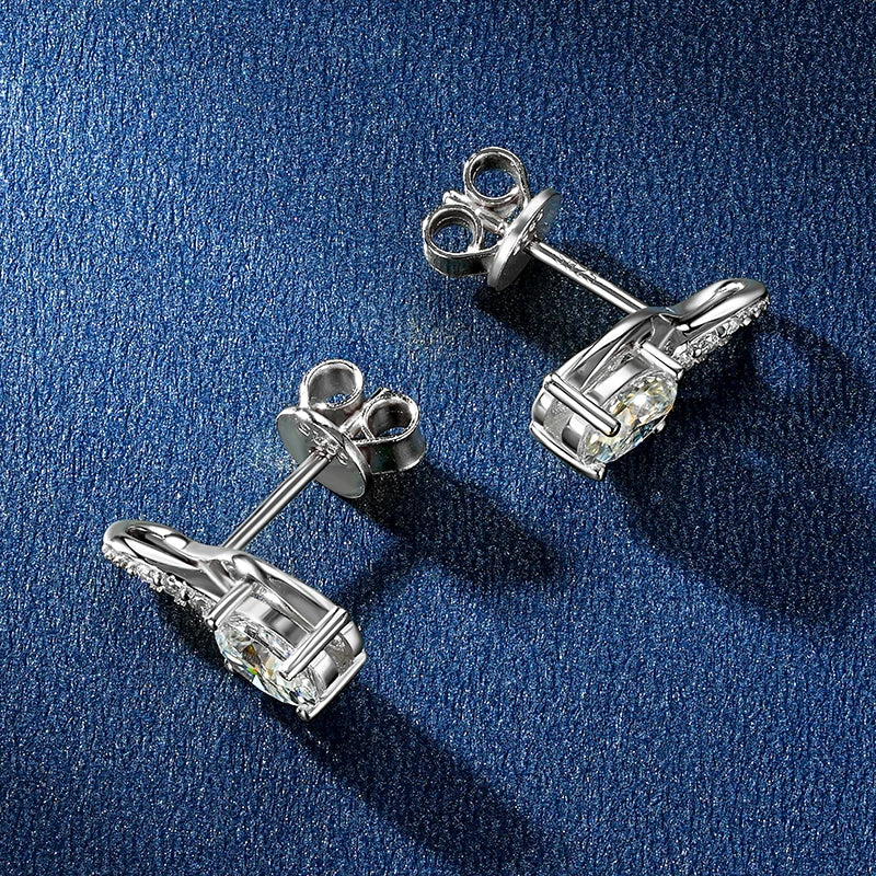 Women Classic Fine Jewelry 925 Silver Oval Cut 4x6mm 0.5ct Moissanite Infinity Stud Earring Gold Plated Jewelry for Women