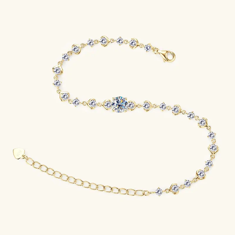Women's Fashion 925 Silver 1.0ct 6.5mm & 2.8mm D Color VVS1 Round Moissanite Pod Design Bracelet with Certificate Ladies Jewelry