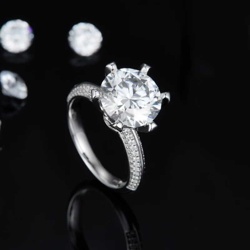High Quality Luxury Fine Jewelry for Women 5ct 5.0ct 5 Carat 11mm Moissanite S925 Sterling Silver Wedding Engagement Rings