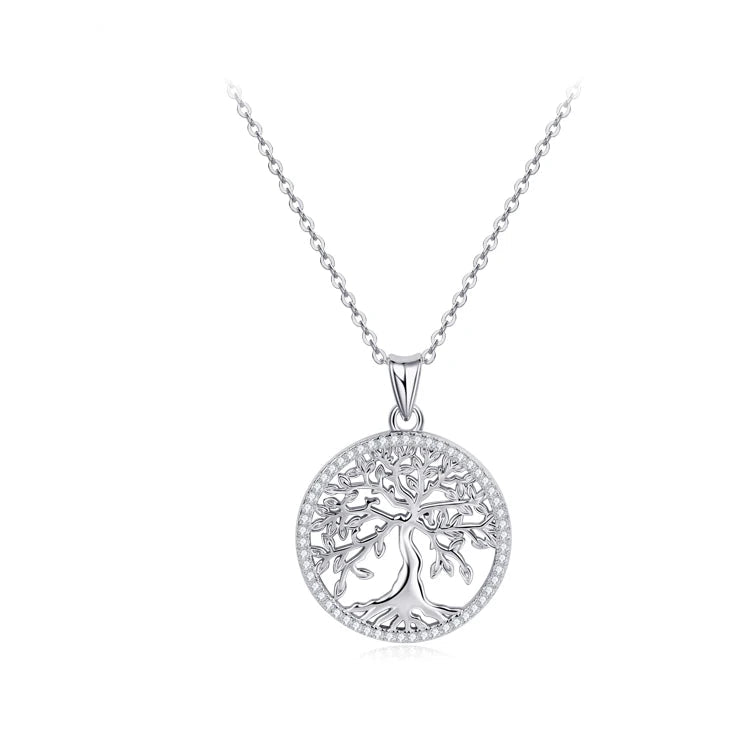 Tree of Life Pendant Necklace Halo 1mm D Color Moissanite Necklace 925 Silver Girls Fine Jewelry for Women Men