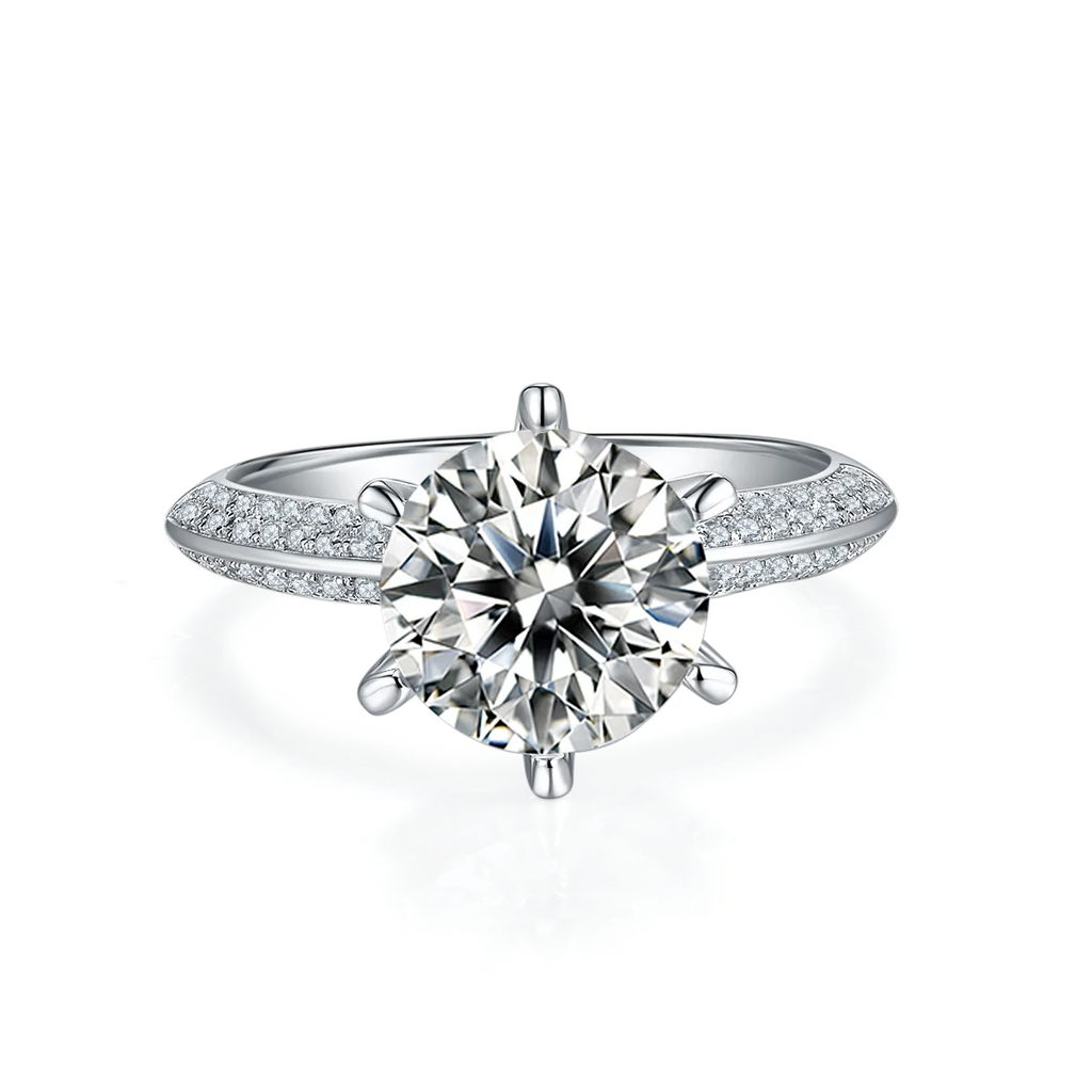 High Quality Fashion Women Luxury Fine Jewelry 3ct 3.0ct 3 Carat 9mm Moissanite S925 Sterling Silver Wedding Engagement Rings