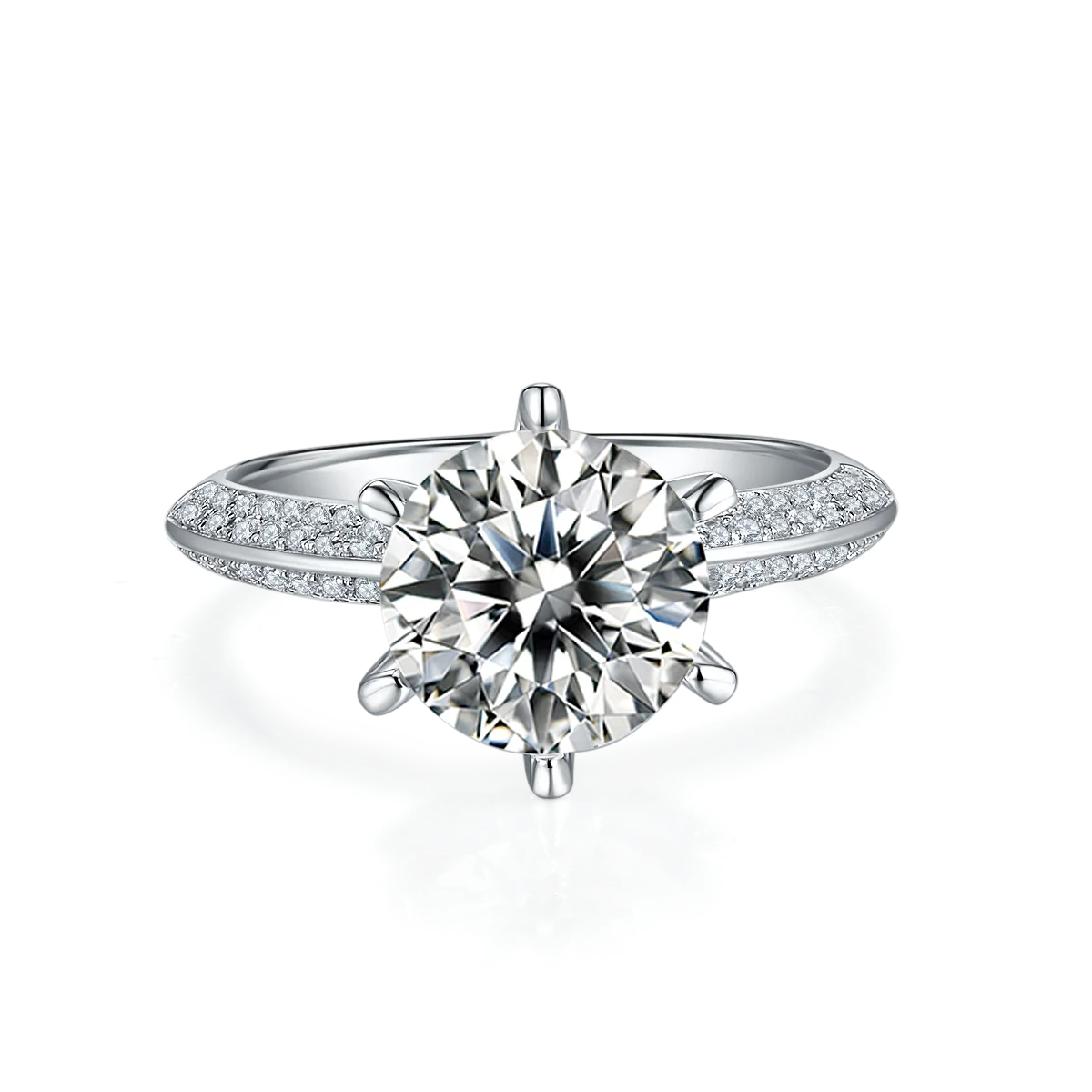 High Quality Fashion Women Luxury Fine Jewelry 3ct 3.0ct 3 Carat 9mm Moissanite S925 Sterling Silver Wedding Engagement Rings