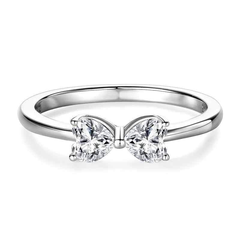 Fine Jewelry Simple Butterflies Heart Shape S925 Sterling Silver Diamond VVs1 Moissanite Ring Band for Ladies Women Gift