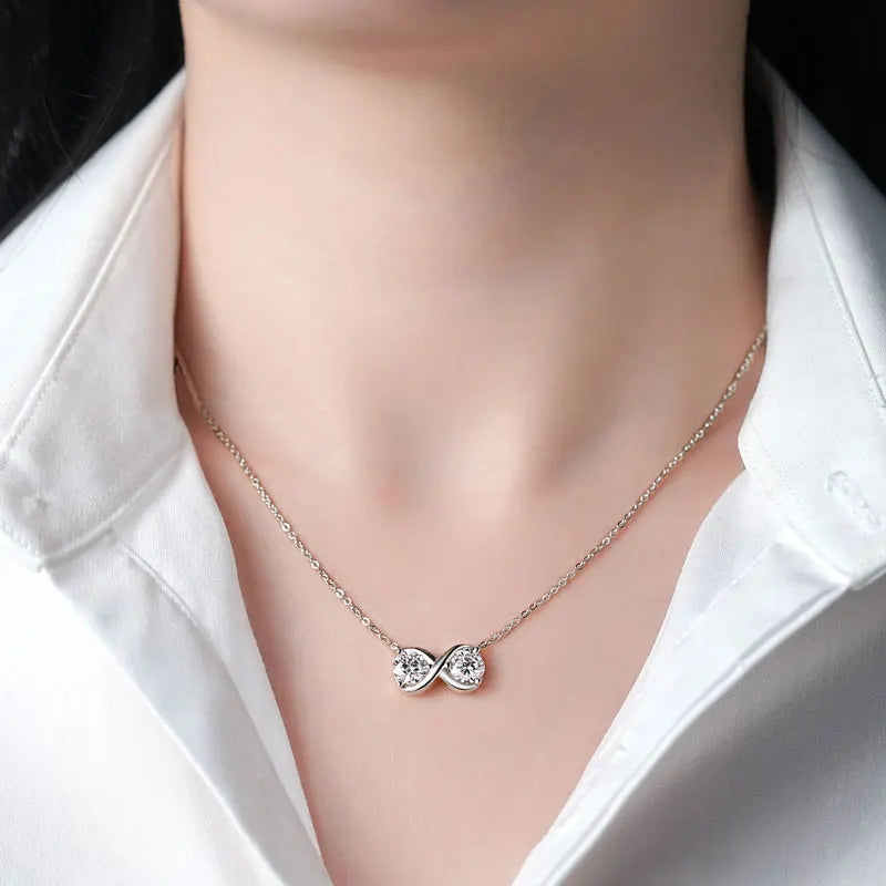Directly Sale Niche Trendy Pass Diamond Tester 2 Carat Moissanite 925 Sterling Silver Infinity Jewelry Pendant Necklace