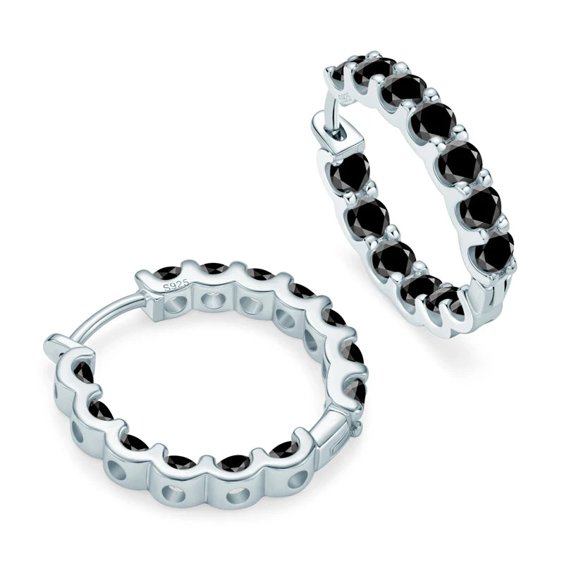 Best Selling Single Row Sterling Silver 925 3mm 0.1CT Moissanite Drop Inlaid Hoop Earrings for Women
