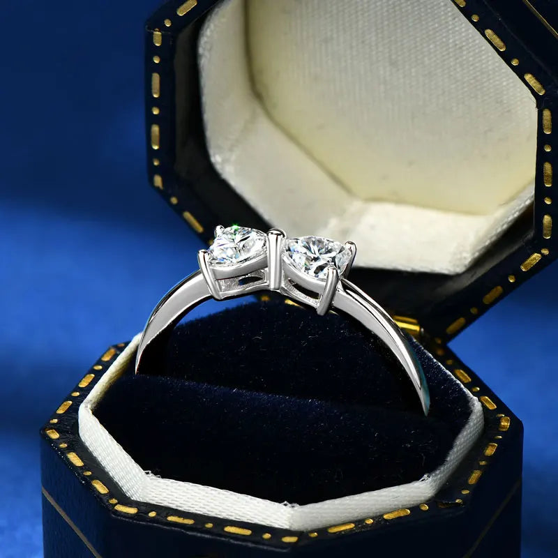 Fine Jewelry Simple Butterflies Heart Shape S925 Sterling Silver Diamond VVs1 Moissanite Ring Band for Ladies Women Gift