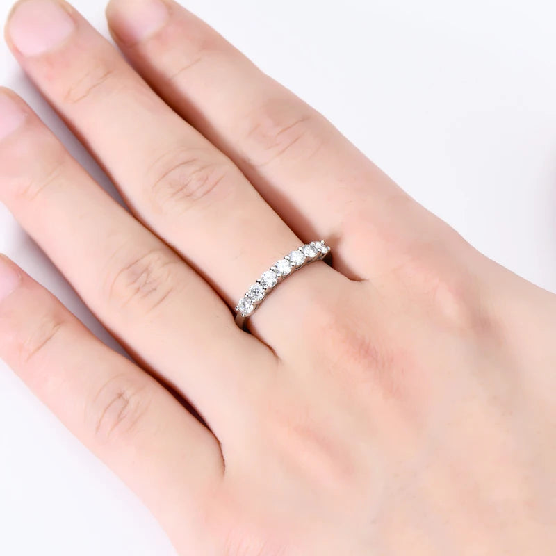Chasau High Quality Fashion Women Luxury Ladies 7-Stone Moissanite S925 Sterling Silver Engagement Wedding Ring for Gift