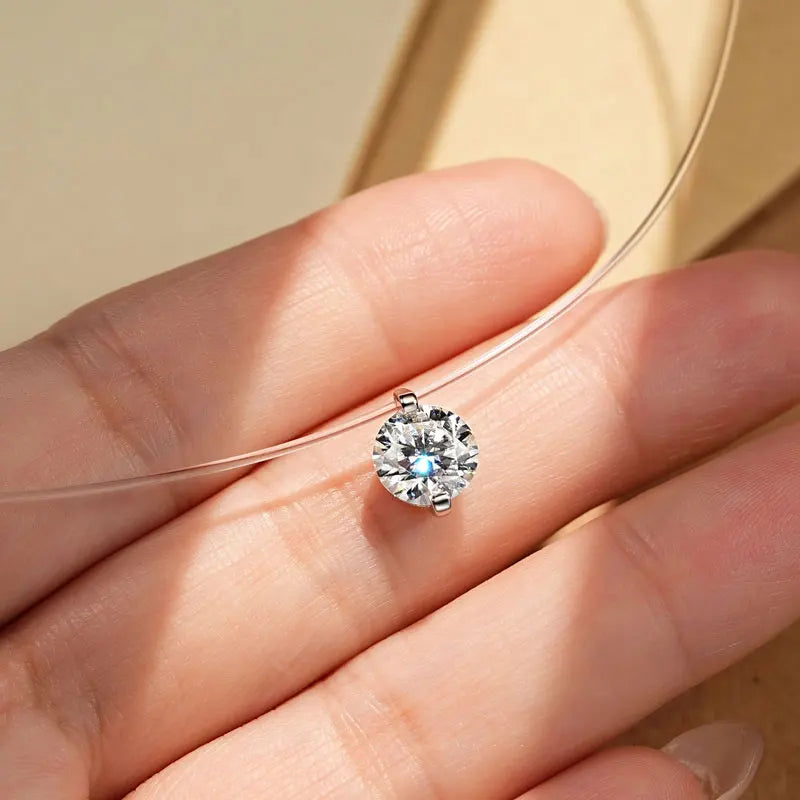 New Style 925 Sterling Silver D VVS1 5mm&6.5mm&8mm Round Cut Moissanite Fashion Solitaire Stone Pendant Necklace for Women