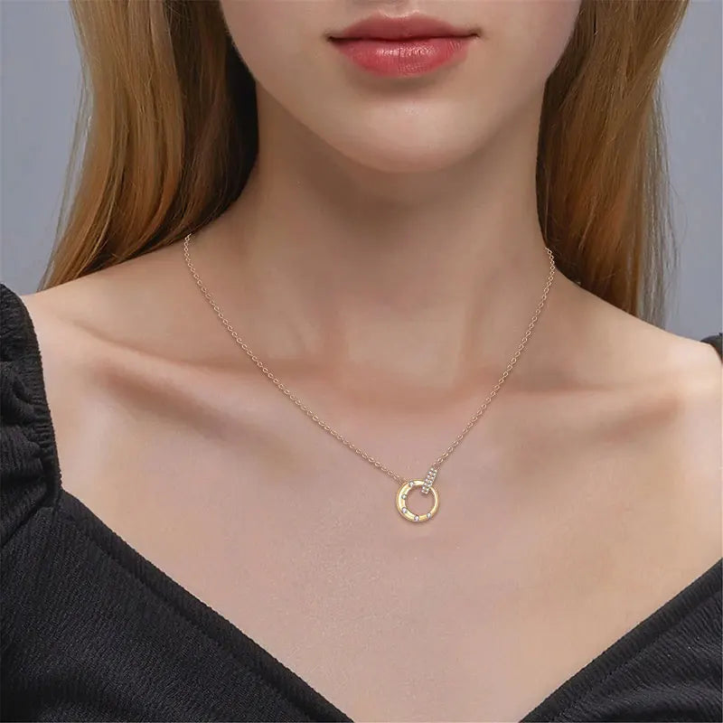 New Arrival Christmas Jewelry Charms 925 Silver 1.8mm&1.6mm&1.4mm&1.1mm Moissanite Fine Intertwined Circle Necklace for Women