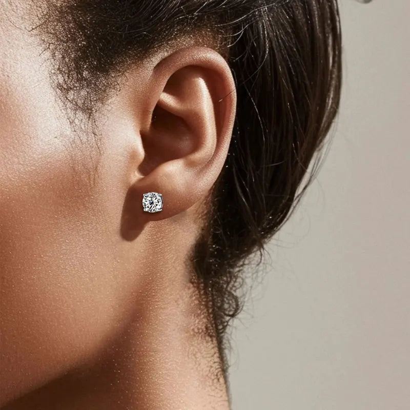 Passed Diamond Test Excellent 3.0CT 4CT 5CT Moissanite 925 Sterling Silver Perfect Cut Stone Stud Earrings for Lady