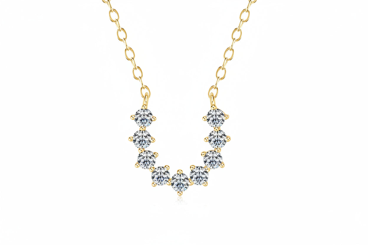 Beautiful Unique Round Cut Moissanite Pendant Necklace for Women Cluster Layering with Sterling Silver Nature Inspired