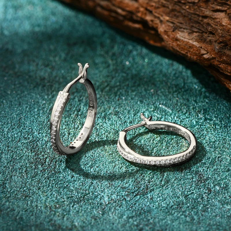 925 Silver 14K Gold Plated Clip Diamond Stud Earrings Wedding Jewelry Gift Classic Real Moissanite Hoop Earrings for Women