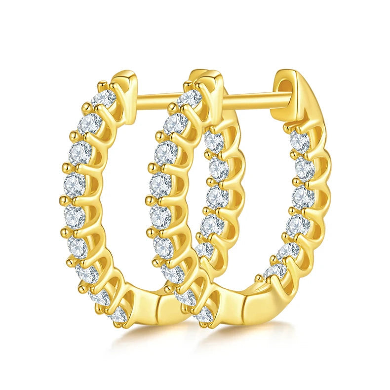 Hot Sale Classic 925 Sterling Silver 1.5MM 0.015CT Round Moissanite Hoop Cluster Stud Earrings Statement Earrings for Women