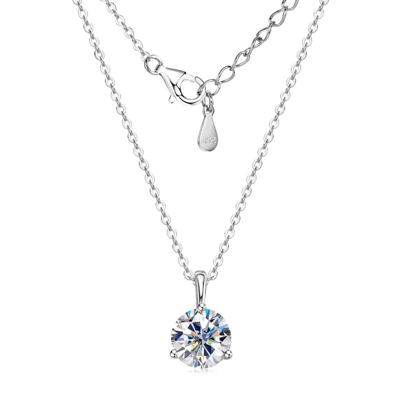 Simple 925 Silver D Color VVS1 6.5mm 7.5mm 8mm Moissanite Simplicity Three Claw Solitaire Pendant Necklace for Women