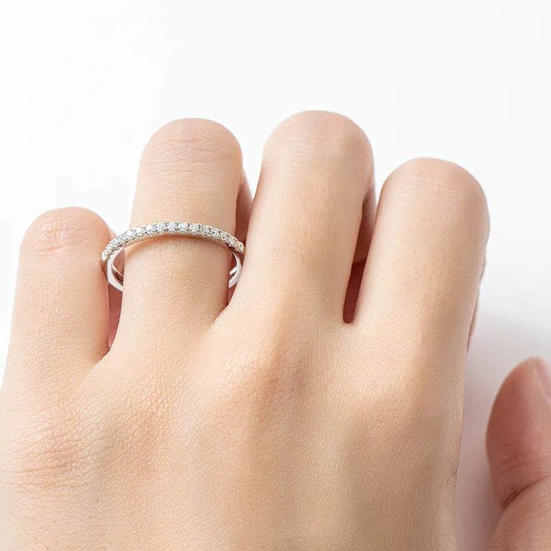 Best Selling Fashion Women Fine Jewelry 925 Sterling Silver 15pcs Moissanite Stones Wedding Band Engagement Ring for Women