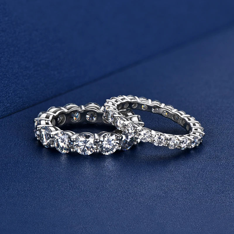 Fashion Women Jewelry 3mm 0.1CT Moissanite 925 Sterling Silver Personalized Eternity Band Tennis Ring for Women