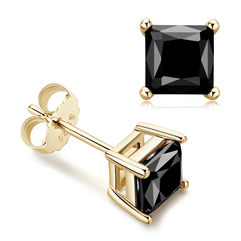 Passed Diamond Test Multi Choice 4.5x4.5mm 5x5mm 5.5x5.5mm Moissanite 925 Sterling Silver Classic Black Stud Earrings for Men