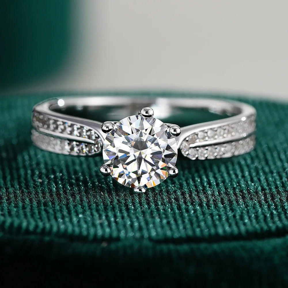 Classic Fashion Women Luxury Fine Jewelry 3ct 3.0ct 3 Carat 9mm Moissanite S925 Sterling Silver Engagement Wedding Rings Gift