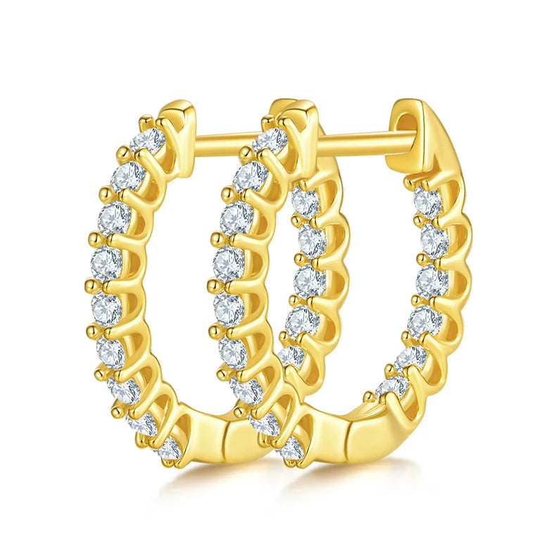 Hot Sale Classic 925 Sterling Silver 1.5MM 0.015CT Round Moissanite Hoop Cluster Stud Earrings Statement Earrings for Women
