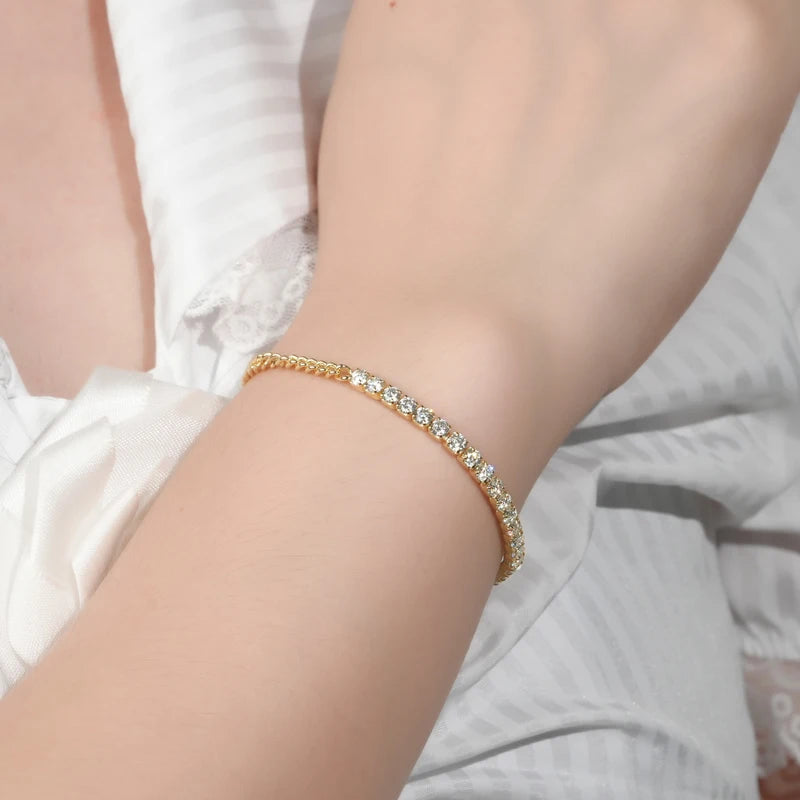 Pure Silver 925 Luxury Jewelry 3mm 2.20cttw Full D Moissanite Diamond Half Cuban Tennis Bracelets for Man Women