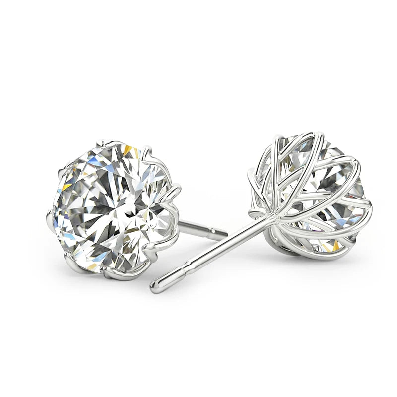 Flower Cluster 6.5mm 8mm 925 Sterling Silver Men Women Luxury Gifts Fine Jewelry D Color VVS1 Diamond Mossanite Stud Earrings