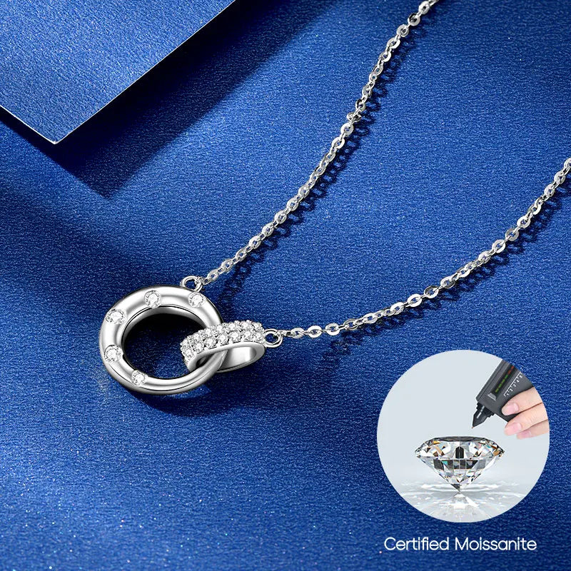 New Arrival Christmas Jewelry Charms 925 Silver 1.8mm&1.6mm&1.4mm&1.1mm Moissanite Fine Intertwined Circle Necklace for Women