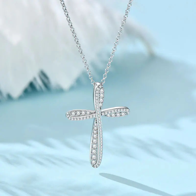 2.2mm&2mm&1.8mm&1.5mm&1.2mm1.1mm&1mm&0.9mm Moissanite Cross Pendant Necklace Silver 925 for Christian Women Men
