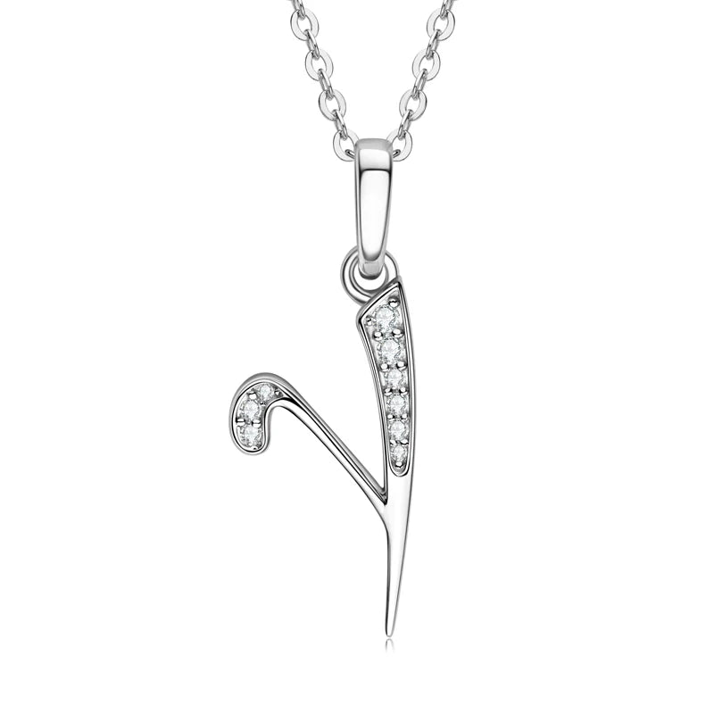 A-Z Name Necklace 26 Letter Initial Moissanite Pendant Real Silver 925 for Couples Women Men Valentine's Day