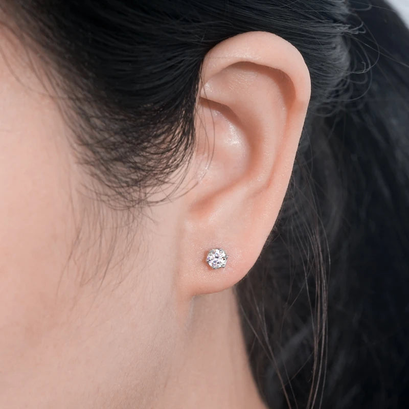 925 Sterling Silver 4mm 0.3ct Moissanite Earrings Studs for Men Women