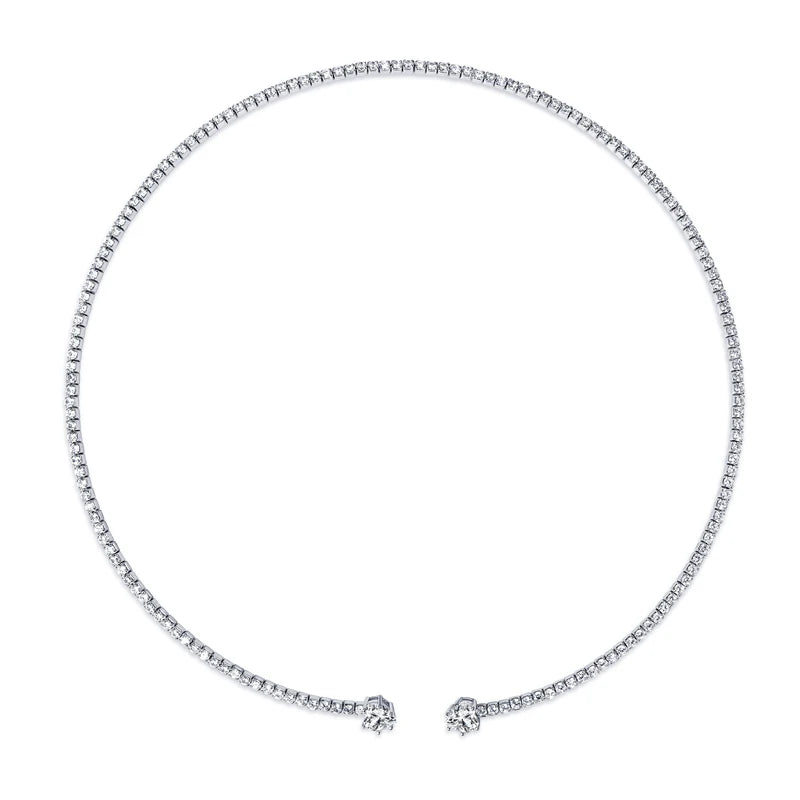 Fine Women Elegant Simple 925 Sterling Silver 6mm 0.8CT Moissanite Love Heart Pendant Necklace Jewelry Choker Collars for Women