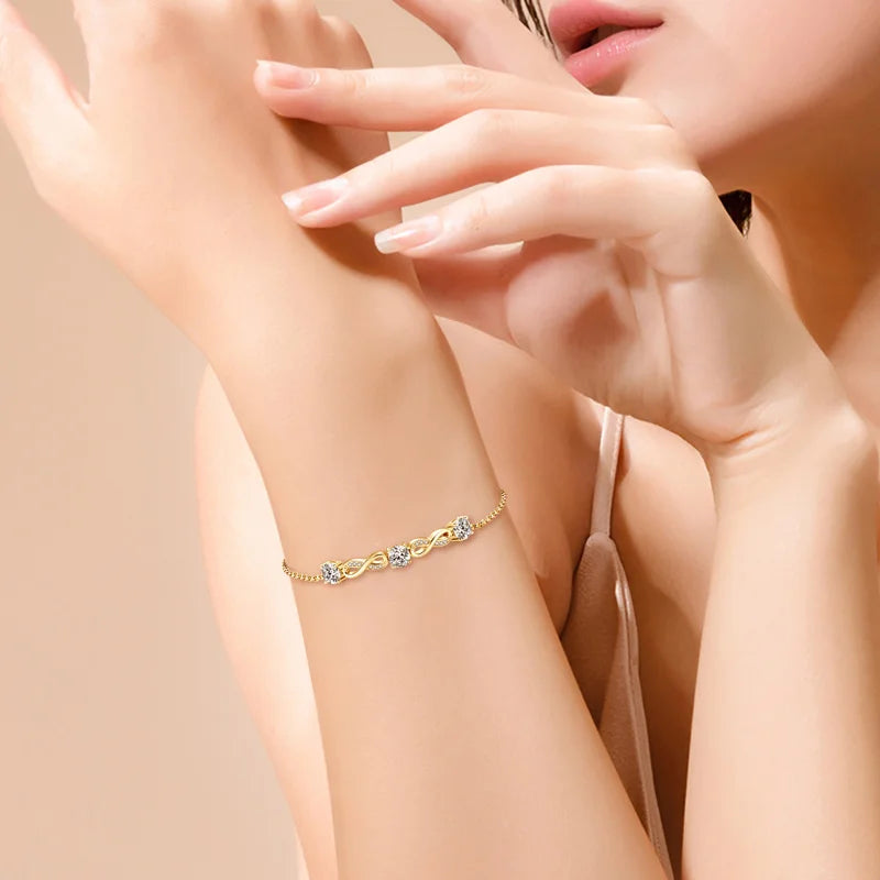 Chasau Luxury Fashion Custom 5mm Full D Moissanite Infinity Bracelets for Women Minimalist 925 Pure Silver Elegant Jewelry