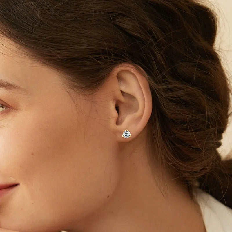 Best Selling Trendy VVS 6.5mm 1.0ct Moissanite 925 Sterling Silver Fashion Hoop Three Claw Earrings for Women