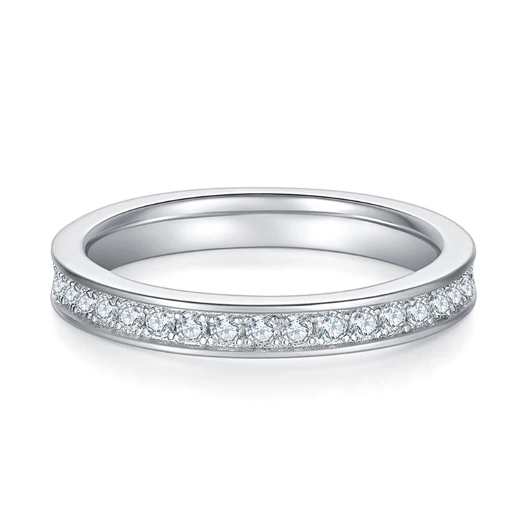 Eternity 1.5mm Moissanite Row Ring S925 Silver Plated in 18k White Gold Top Quality Moissanite Diamond Ring for Women