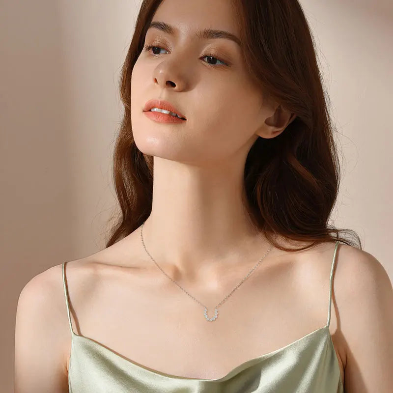 Beautiful Unique Round Cut Moissanite Pendant Necklace for Women Cluster Layering with Sterling Silver Nature Inspired