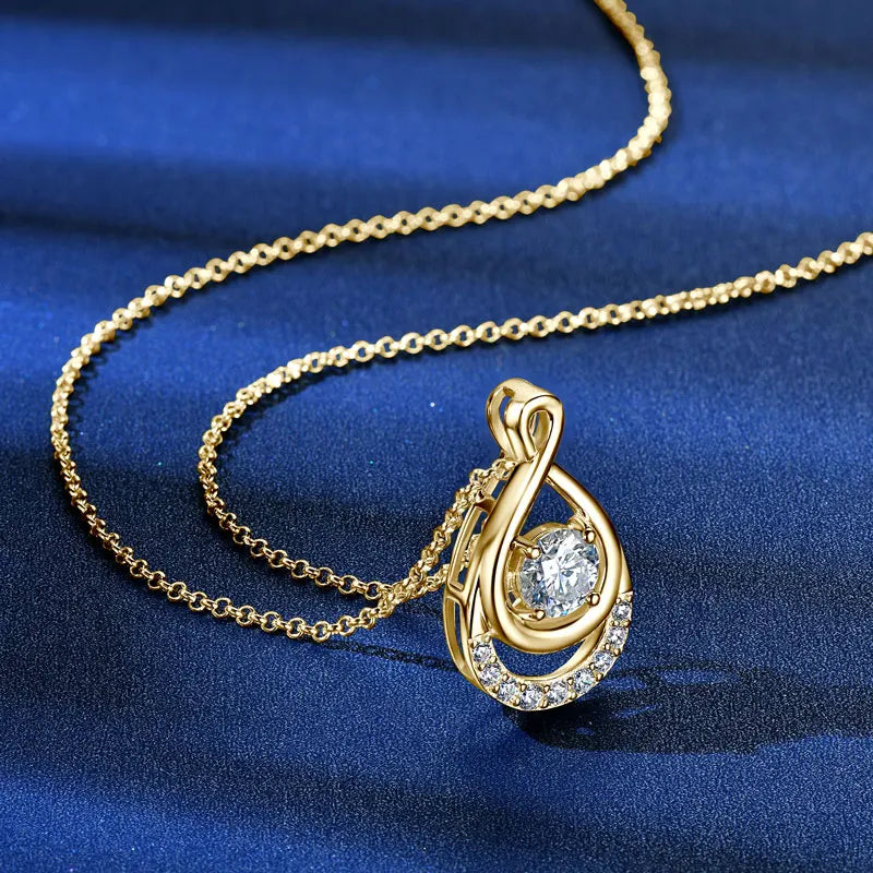Luxurious Jewelry 925 Sterling Silver Necklaces 6.5mm 1.0 Carat Moissanite Waterdrop Infinity Pendant Necklace for Women