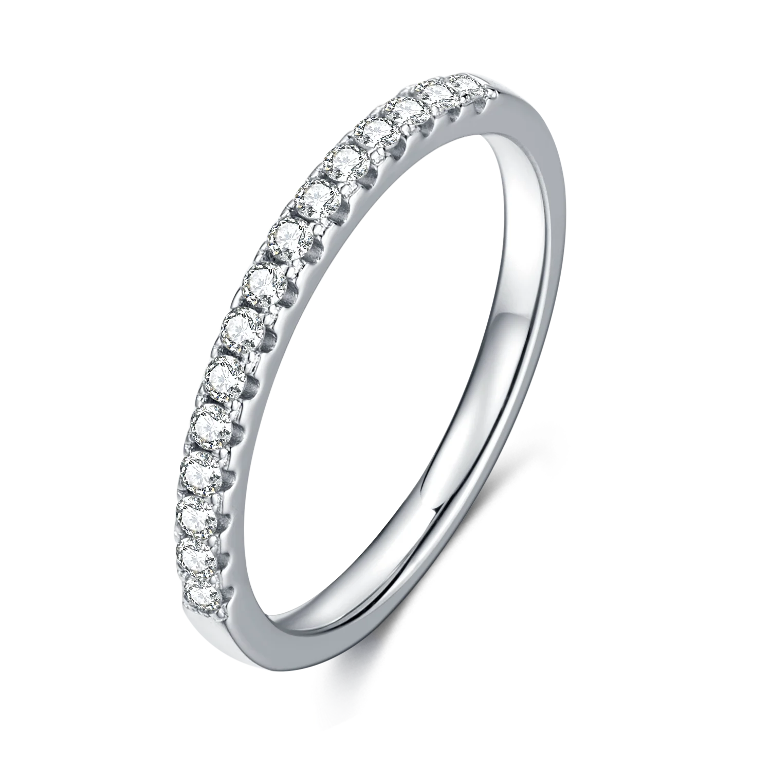 Best Selling Fashion Women Fine Jewelry 925 Sterling Silver 15pcs Moissanite Stones Wedding Band Engagement Ring for Women