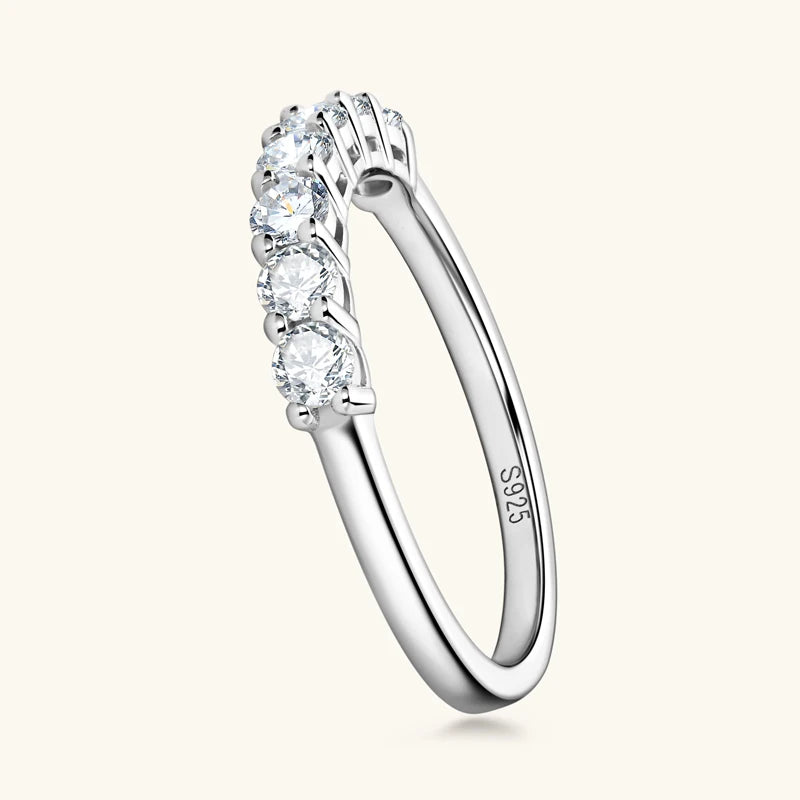 Chasau High Quality Fashion Women Luxury Ladies 7-Stone Moissanite S925 Sterling Silver Engagement Wedding Ring for Gift