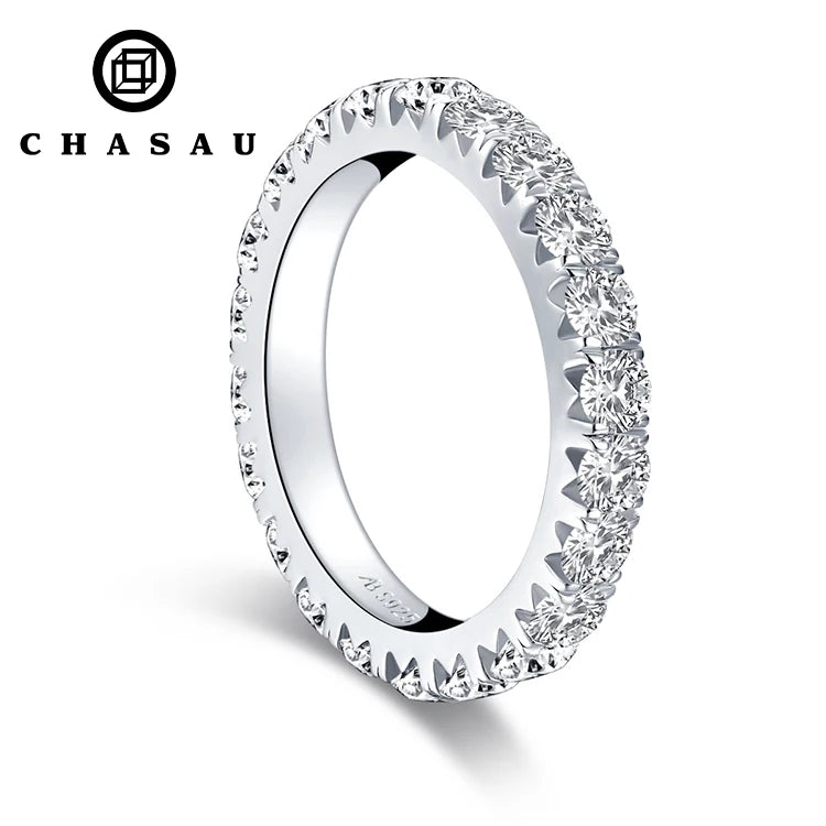 Classic Design 3MM 0.1ct Moissanite 925 Sterling Silver Full Stones Eternity Wedding Bands Tennis Ring for Women