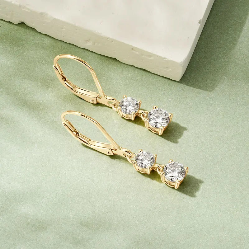 Fashion Sterling Silver 4.5mm 0.40ct 4mm 0.30ct Round Moissanite Leverback Earrings Women's Stud-Style Dangle Drop Earrings