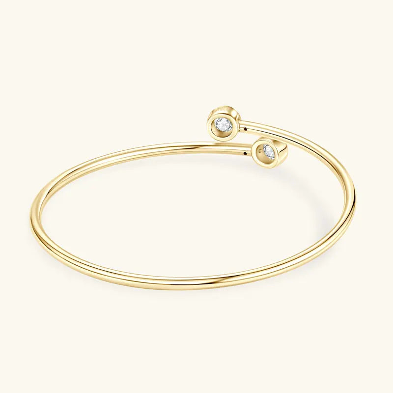 Hot Selling 925 Sterling Silver Trendy Open Flexi Fashion Round Shape Bracelet 5mm (0.5ct) Moissanite Adjustable Parties Gifts