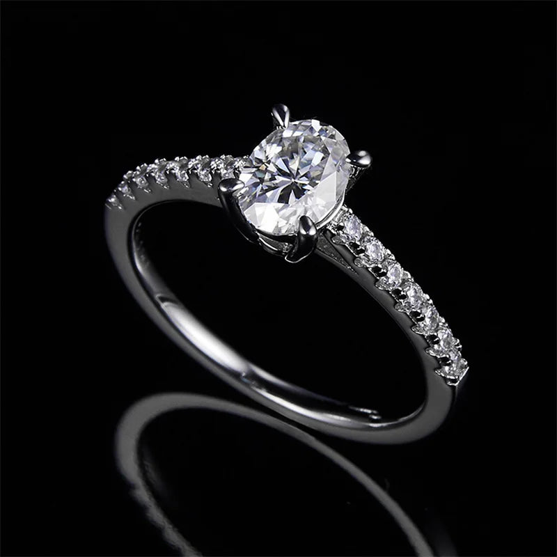 925 Sterling Silver GRA Certificated 1ct Oval Cut Vvs Moissanite Minimalist Wedding Ring Engagement Rings for Women