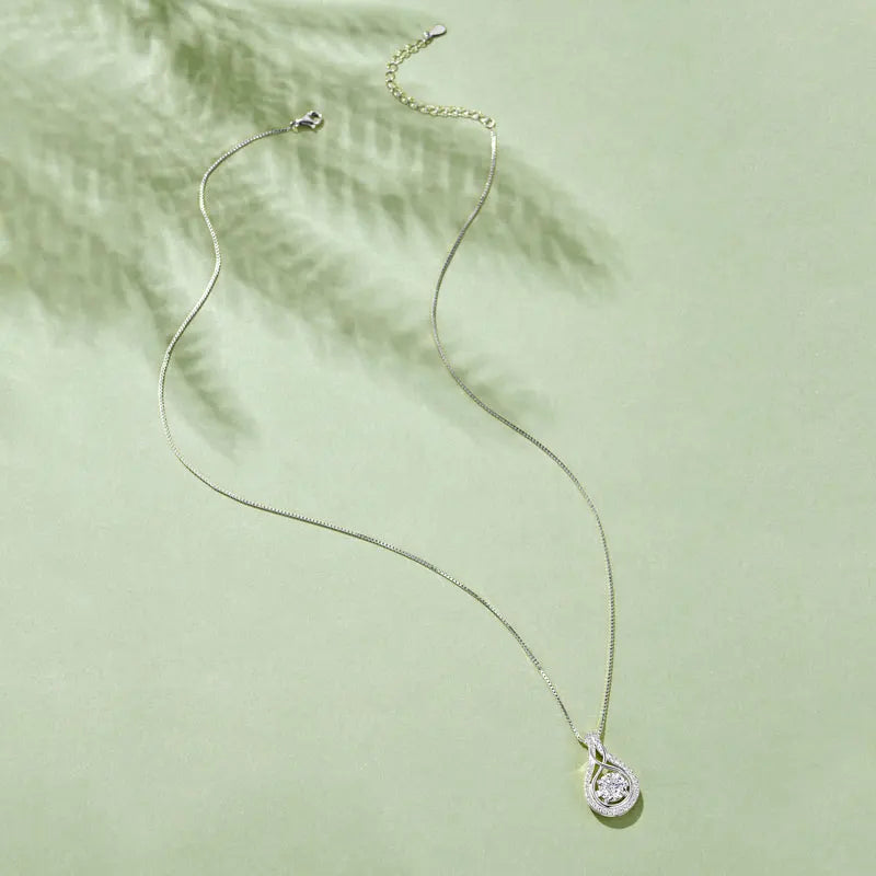 Classic Luxury Sterling Silver 925 6.5mm & 1.1mm Round Moissanite Wonderful Infinity Pendant Necklace for Women