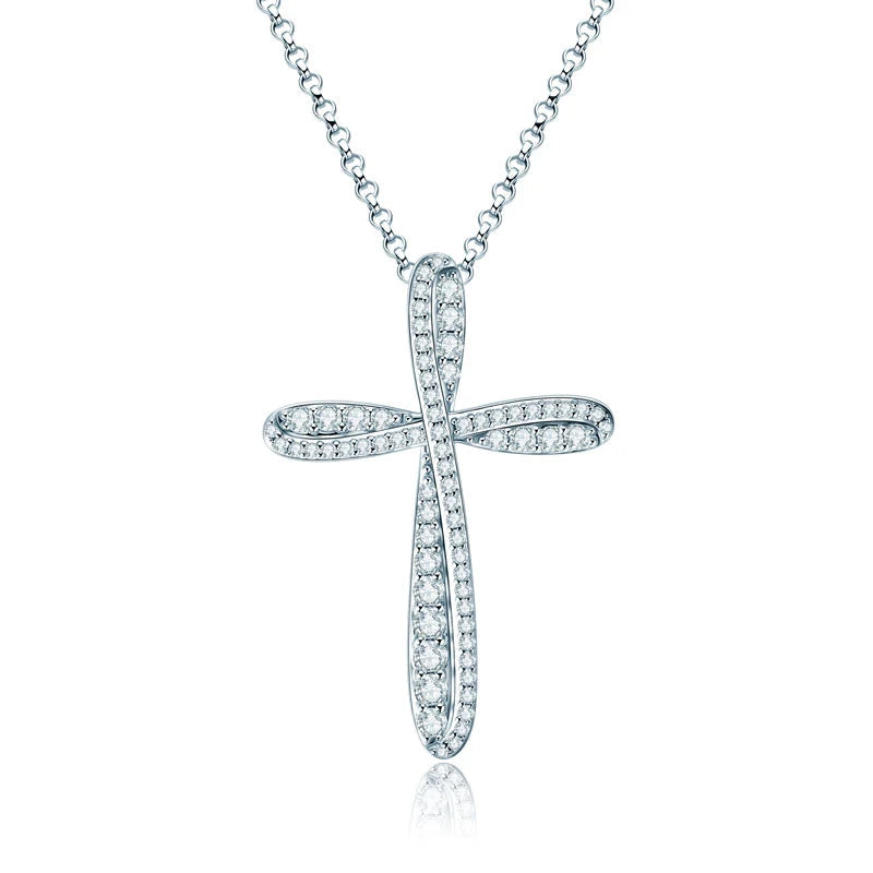 2.2mm&2mm&1.8mm&1.5mm&1.2mm1.1mm&1mm&0.9mm Moissanite Cross Pendant Necklace Silver 925 for Christian Women Men